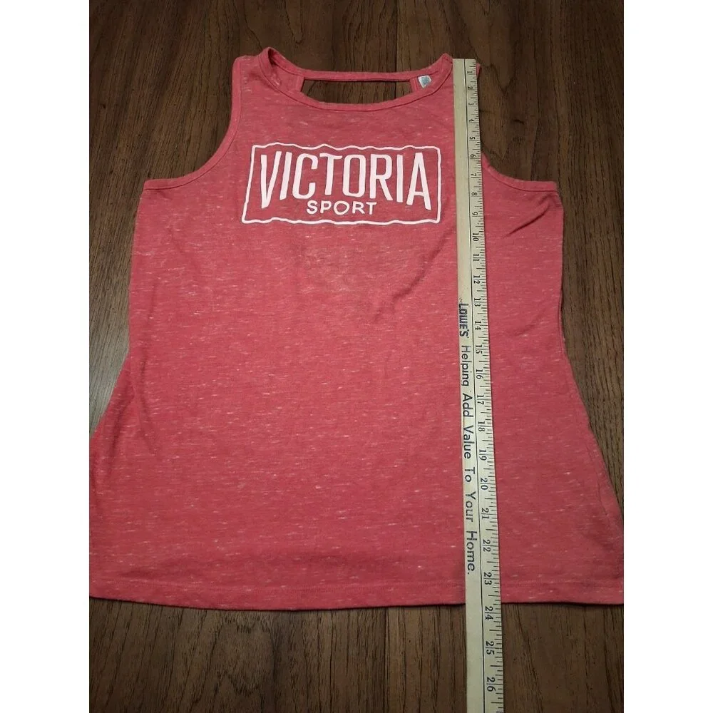 Victoria's Secret Sport Tank Top Size M Red Open Strappy Back Logo Workout Gym - Picture 3 of 8